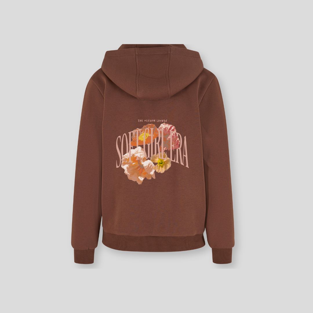 Soft Girl Era Floral Hoody -  Chocolate Brown